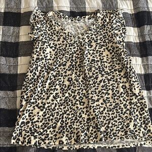 Maurices Black and Cream Leopard Print Blouse
